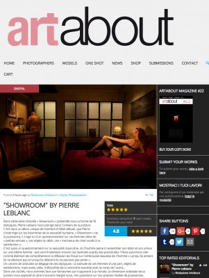 Publication de la série &quot;Showroom&quot; du photographe Pierre Leblanc en Italie dans &quot;ArtAbout Magazine&quot;.