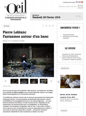 Publication de la série "Le banc" du photographe Pierre Leblanc aux USA dans The Eye of Photography