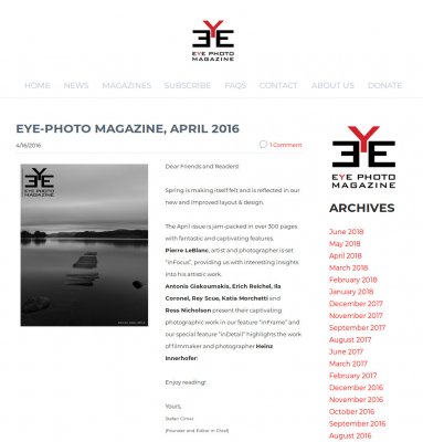 Publication de la série "Le banc" du photographe Pierre Leblanc en Autriche dans Eye-Photo Magazine