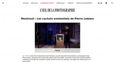 Publication de la série "Discriminations" du photographe Pierre Leblanc en France dans L'Oeil de la Photographie.