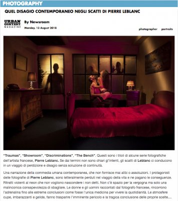 Publication de la série &quot;Showroom&quot; du photographe Pierre Leblanc en Italie dans UrbanContest Magazine.
